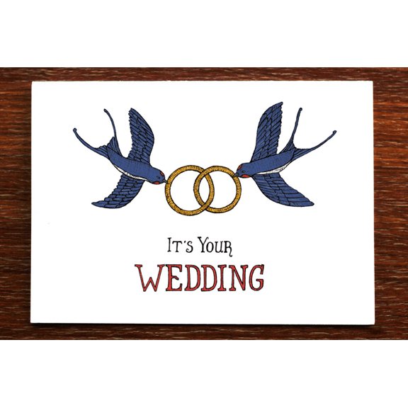 It's Your Wedding Card  Beautiful Swallows and Wedding Rings Design  Perfect for Celebrating Love and Marriage  Envelope Included