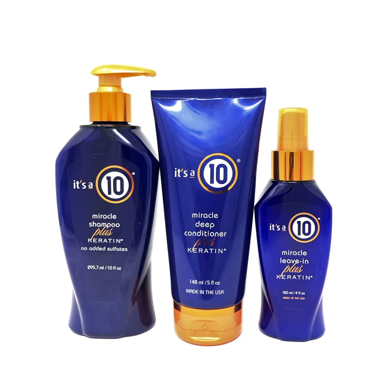 It's A 10 Miracle Shampoo, Deep Conditioner & Leave-In Plus Keratin Trio Liter