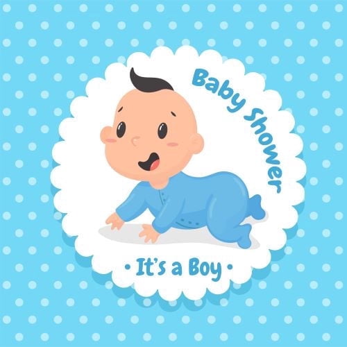 Its a Baby Boy With Dark Brown Hair Baby Shower Theme Photo Edible Image Cake Topper For Quarter Sheet Cake
