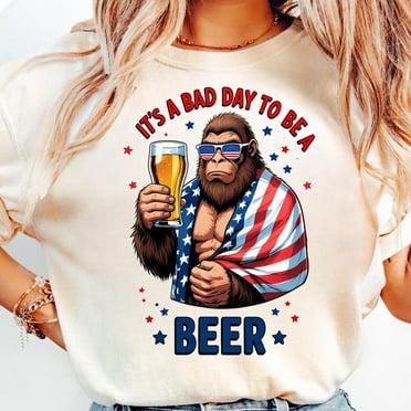 It's a Bad Day to Be a Cold Beer T-Shirt, Funny 4th of July Drinking Tee, Patriotic American Flag Shirt, Independence Day Party Shirt