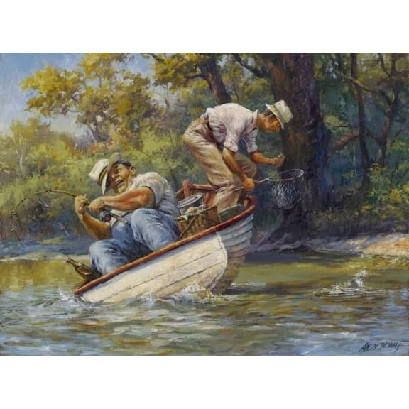 It's a Big One! by Andy Thomas - Canvas Giclee Limited Edition Signed & Numbered 500 18x24 - Premium Fishing Art - 1 Unit per pack
