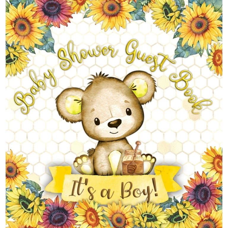 It's a Boy: Baby Shower Guest Book with Teddy Bear and Sunflower