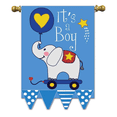 thumbnail image 1 of Its a Boy Elephant Skateboard on Blue 18 x 13 Rectangular Double Applique Small Garden Flag, 1 of 3