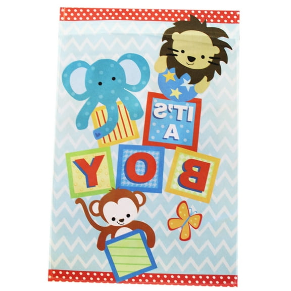 It's a Boy Flag - Baby Animals and Building Blocks Flag By Ganz (No Stand)