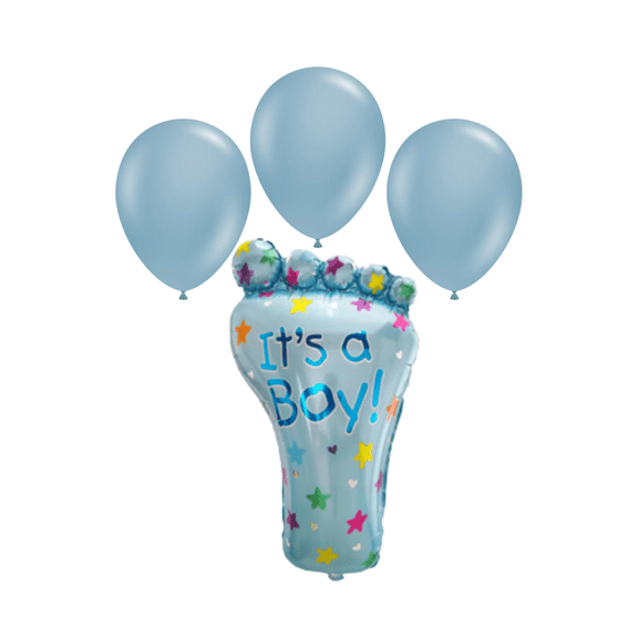 It's a Boy! Foot Foil Balloon Set Blue Latex Balloons Baby Shower Party Decor
