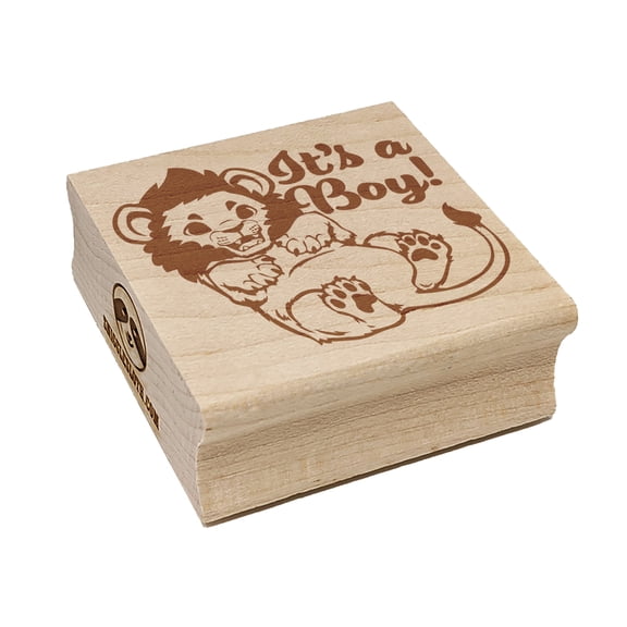 It's a Boy Lion Gender Reveal Square Rubber Stamp Stamping Scrapbooking Crafting - Medium 1.75in