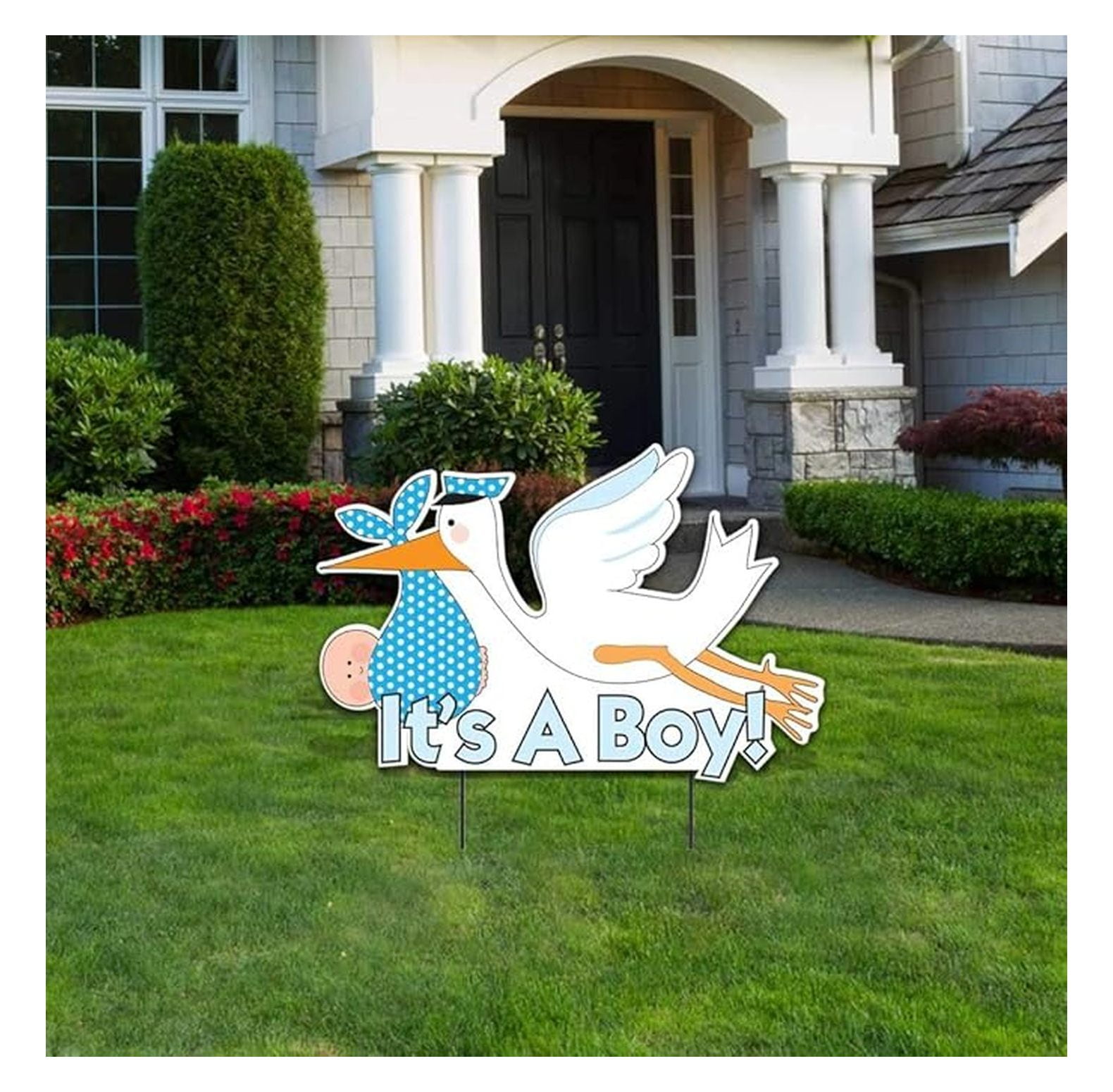 It's a Boy Yard Sign - Stork Lawn Decorations, New Baby Announcement - 20x31.5 Inch, Weatherproof, Light Skin Toned, Gender Reveal, Baby Shower Decor