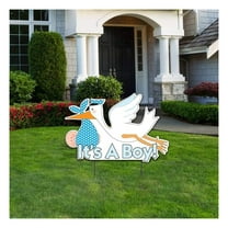 It's a Boy Yard Sign - Stork Lawn Decorations, New Baby Announcement - 20x31.5 Inch, Weatherproof, Light Skin Toned, Gender Reveal, Baby Shower Decor