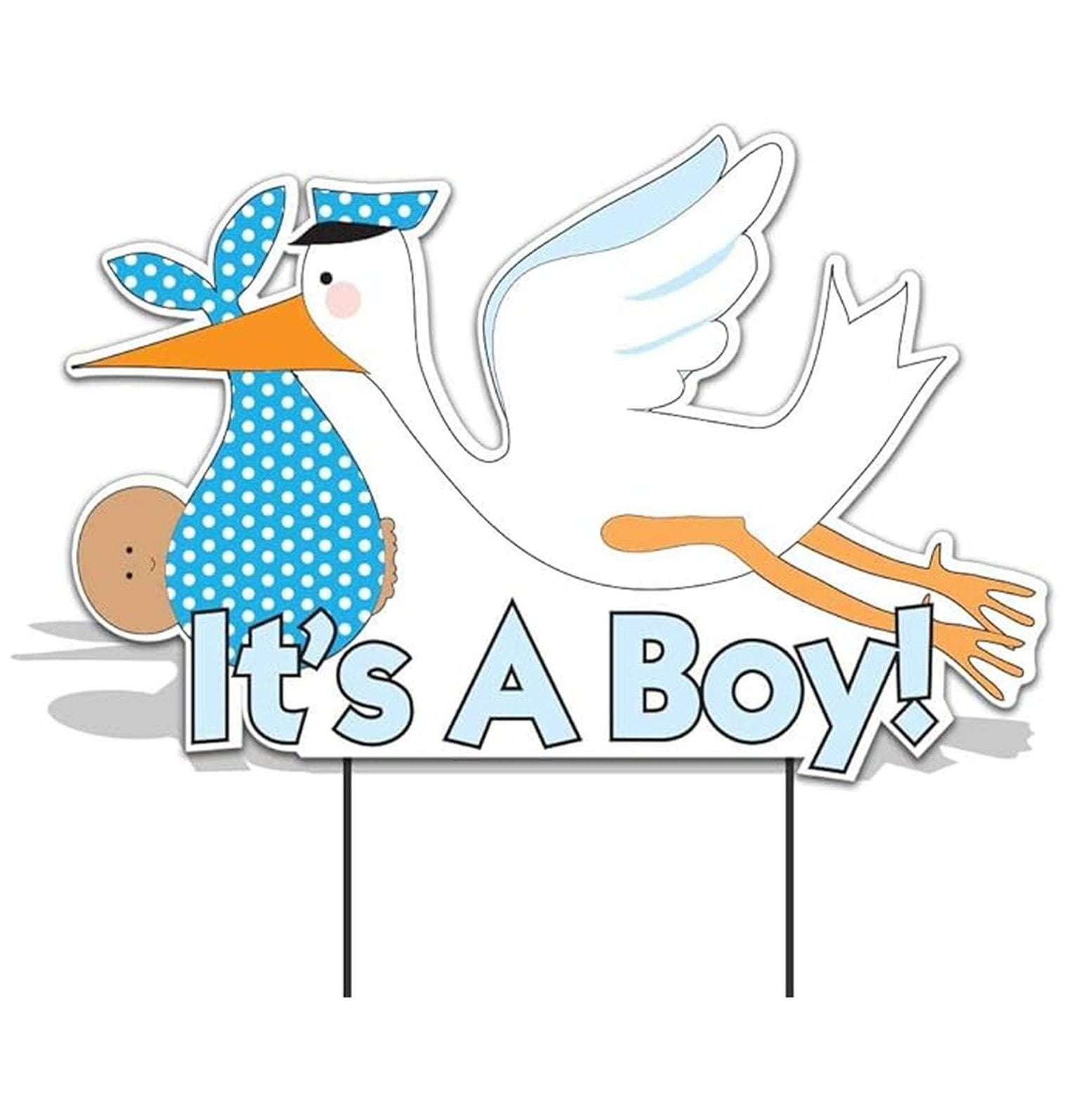 It's a Boy Yard Sign - Stork Lawn Decorations for Baby Announcement, Outdoor Gender Reveal, Medium Skin Tone, 20x31.5 Inch, Waterproof & Durable