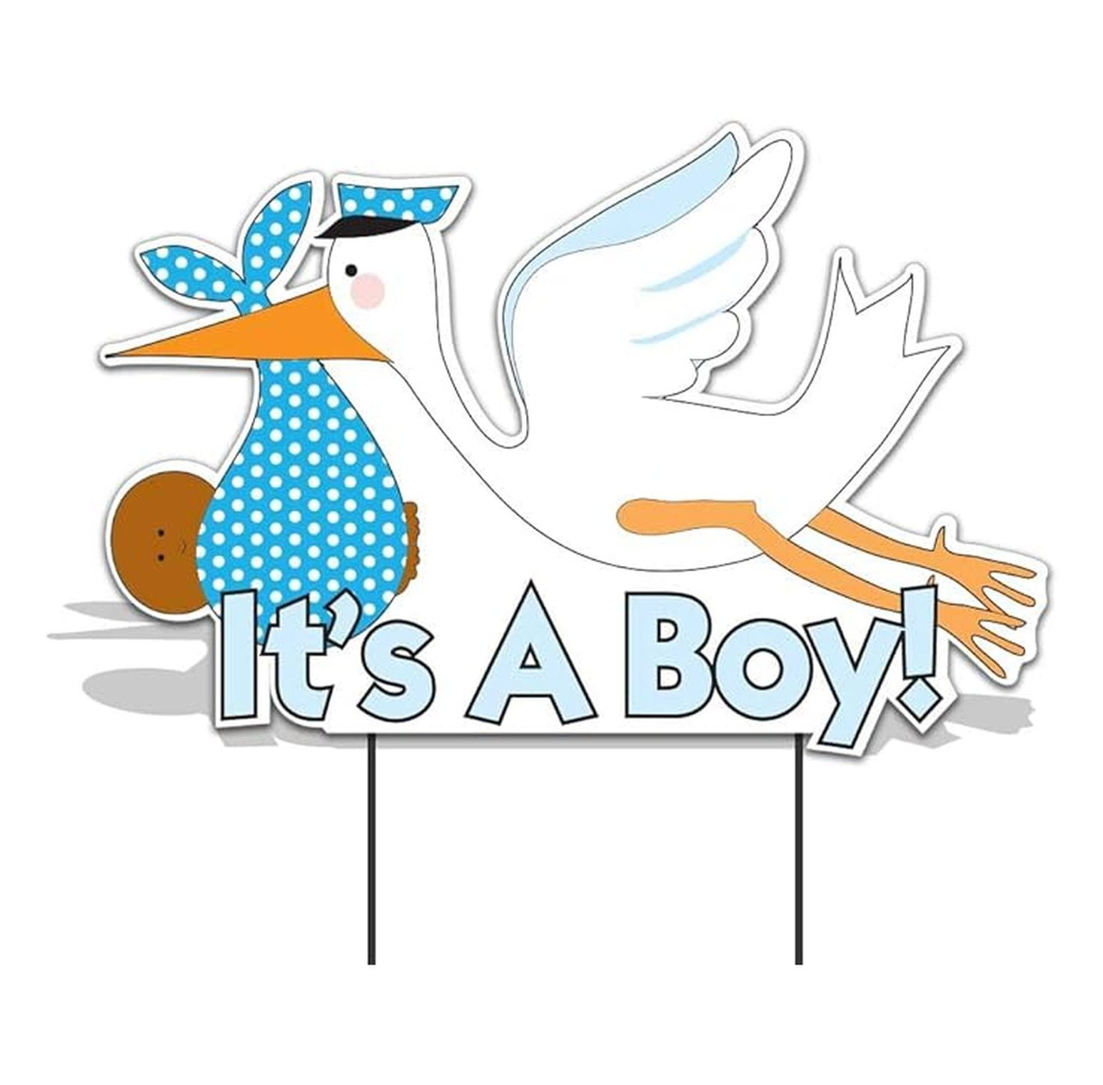 It's a Boy Yard Sign - Stork Lawn Decorations for Newborn Announcement, Dark Skin Tone, 20x31.5 Inch Outdoor Baby Shower Sign