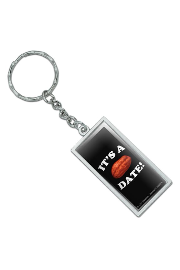 It's a Date Funny Humor Rectangle Chrome Plated Metal Keychain Key Chain