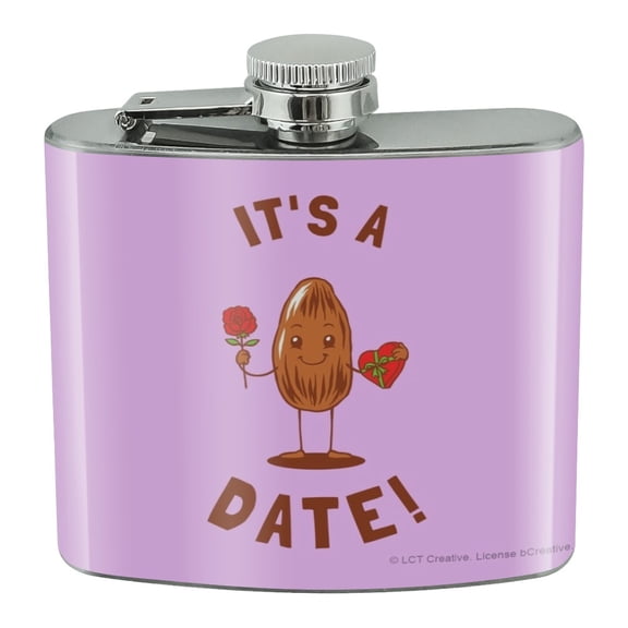 It's a Date Love Rose Candy Funny Humor Stainless Steel 5oz Hip Drink Kidney Flask