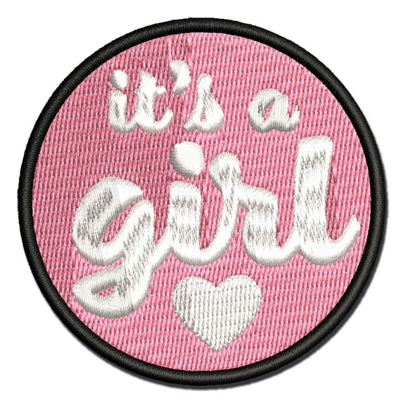 It's a Girl Baby Shower Party Applique Multi-Color Embroidered Hook & Loop Patch - 3.5 Inch Large
