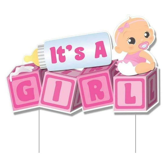 It's a Girl Yard Sign - Baby Announcement Lawn Decor, 32.5x21", Coroplast, Light Skin Tone - Outdoor Baby Shower Decorations for Girls