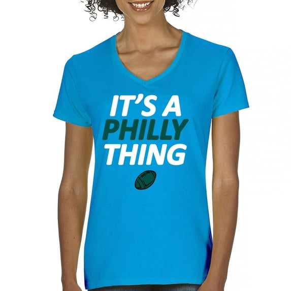 It's a Philly Thing Funny Women's V-Neck T-shirt Philadelphia Birds Fan Champions City of Brotherly Love Football Fly Tee