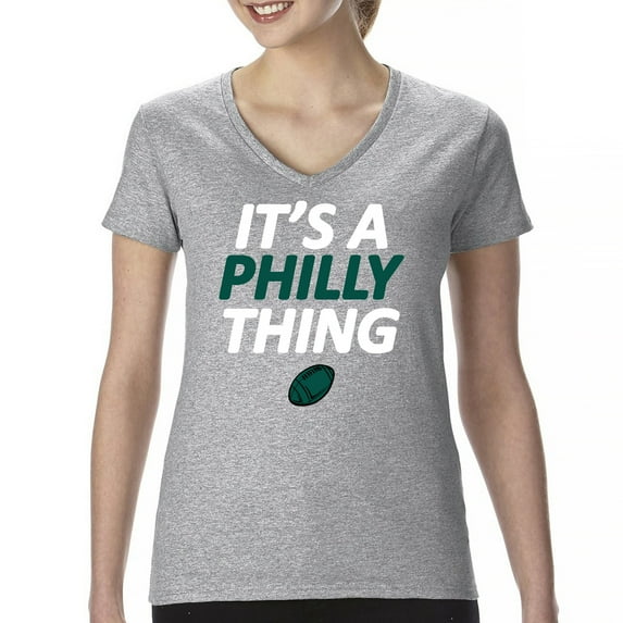 It's a Philly Thing Funny Women's V-Neck T-shirt Philadelphia Birds Fan Champions City of Brotherly Love Football Fly Tee