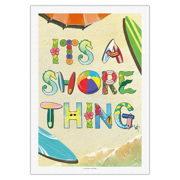It's a Shore Thing - Beach Sand Art - From an Original Color Painting by Scott Westmoreland - Fine Art Rolled Canvas Print 27in x 40in