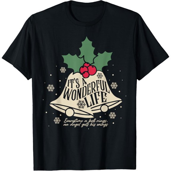 It's a Wonderful Life Everytime A Bell Rings Christmas Movie T-ShirtMen and women, White Black T-shirt, size: Extra large S-1139XL