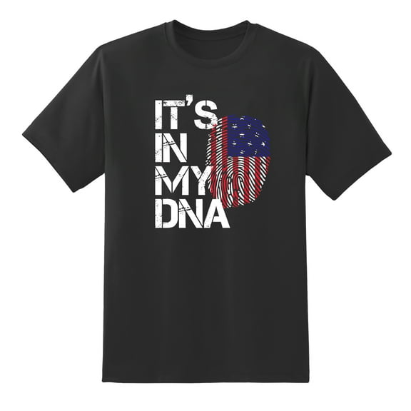 It's in My DNA Fingerprint American Flag Funny Men's Short Sleeve T Shirt Black,3XL