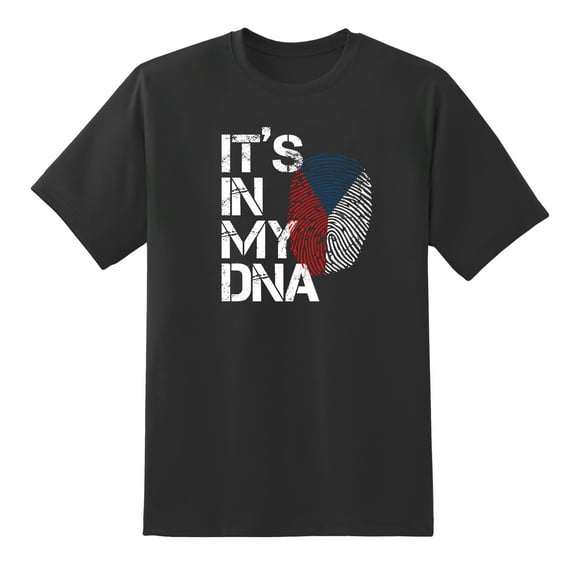 It's in My DNA Fingerprint Czech Flag Mens Tee Shirt Funny Tshirt Black,3XL