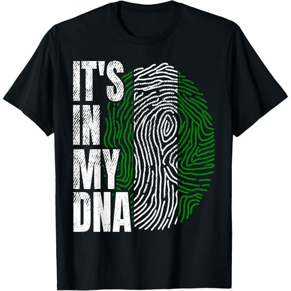 It's in My DNA Nigerian National Flag African Boy Girl Gift T-ShirtMen and women, Black T-shirt, size: Extra large