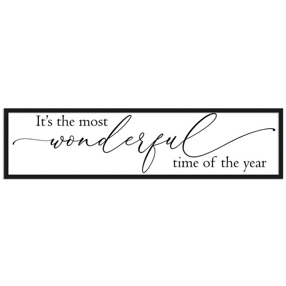 It's the Most Wonderful Time of the Year Script 8.5" x 31.5" Framed Christmas Wall Decor Sign