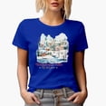 thumbnail image 1 of It's the Most Wonderful Time of the Year, Watercolor Winter Village Art Merch Gift, Royal Blue T-Shirt, Small, 1 of 5