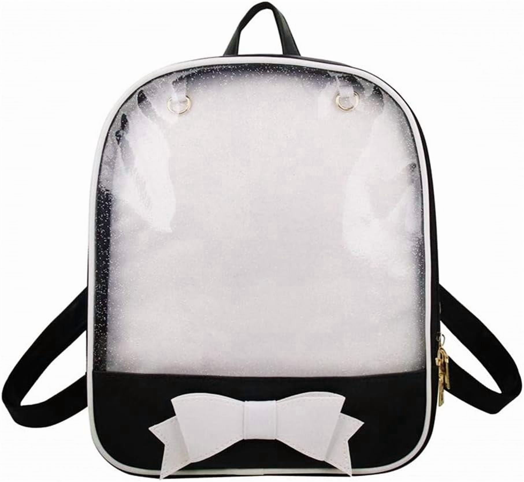 Ita Backpack - Cute Candy Summer Beach Bag with Bowknot and Transparent Windows for DIY Decors Black & White