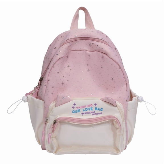 Ita Bag Backpack 16.93" Y2K Star Print Transparent Display Pocket for Collectibles Cosplay Gifts (Pink)