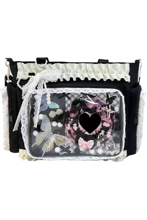 Women's Nylon Clutch Crossbody Handbag, Black