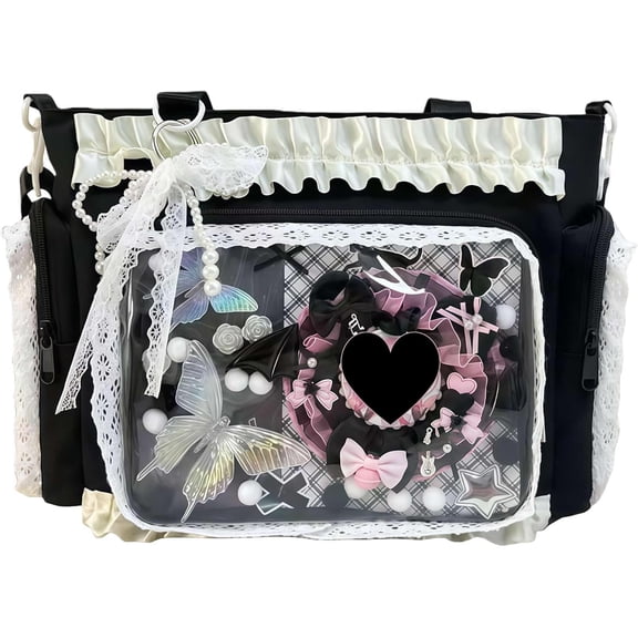 KQLULU Women's Nylon Clutch Crossbody Handbag, Black