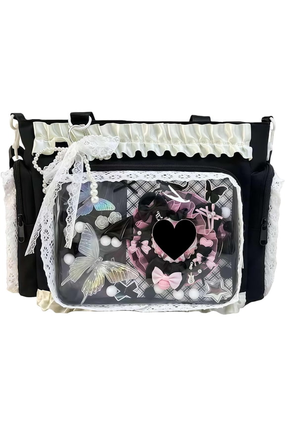 Women's Nylon Clutch Crossbody Handbag, Black