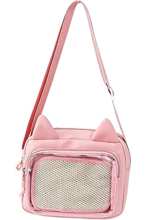 Ita Bag with Clear Window, Crossbody Display Purse, Adjustable Strap for Anime Pins