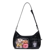 Ita Purse Crossbody Bag with Transparent Display Panel for Pins & Badges, Kpop Lolita Y2K Shoulder Bag for Cosplay