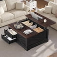 thumbnail image 1 of Itaar 39.4'' Lift Top Coffee Table with Storage, Farmhouse Coffee Tables for Living Room, Square Coffee Table with Large Hidden Compartment & 2 Drawers & Adjustable Shelves, Black, 1 of 18