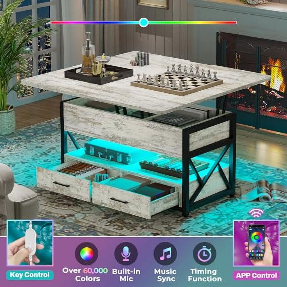 Itaar 40" Lift Top Coffee Table, 4 in 1 White Coffee Tables with ...