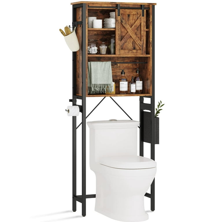 Itaar Over The Toilet Storage Cabinet, 4-Tier Farmhouse Over Toilet  Bathroom Organizer Shelves, Rustic Brown