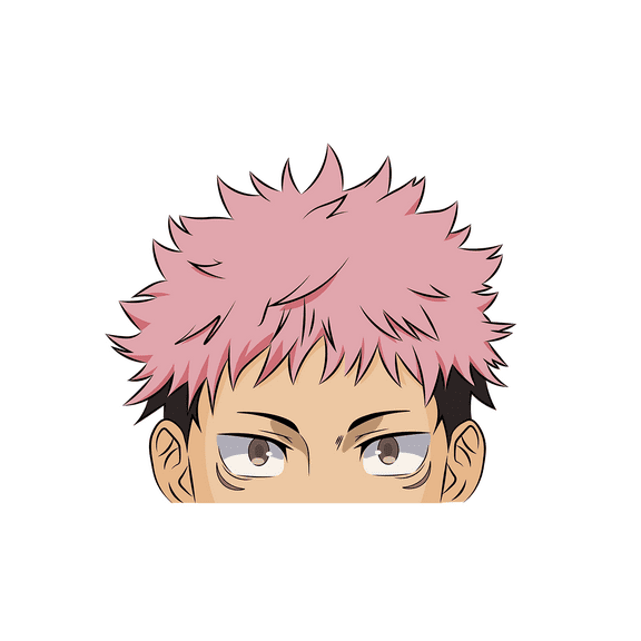 Itadori Peeker Sticker Serious Anime Look Jujutsu-Inspired Head Decal