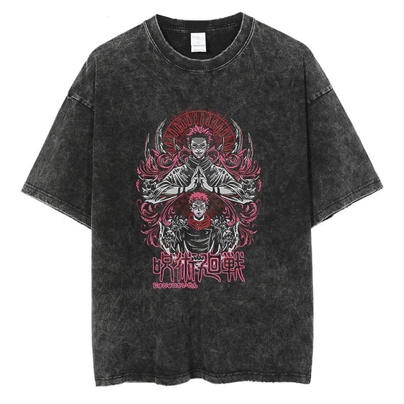 Itadori expects retro short-sleeved special shirts for summer breathable and loose black special shirts for men and women