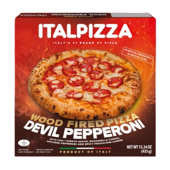 Italpizza Wood Fired Devil Pepperoni Frozen Pizza, 15.34 oz Product of Italy
