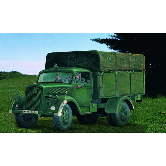 Italeri 1:35 Scale Opel Blitz German Military Truck Model Kit - Includes 2 Figures, Decals, 171mm Length