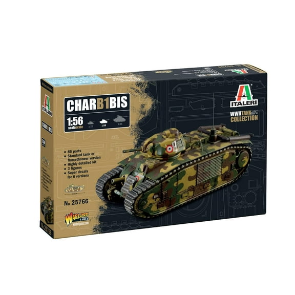 Italeri 25766 1:56 Char B1 Bis Model Building Kit, Stand Model Building, Crafts, Hobby, Gluing,
