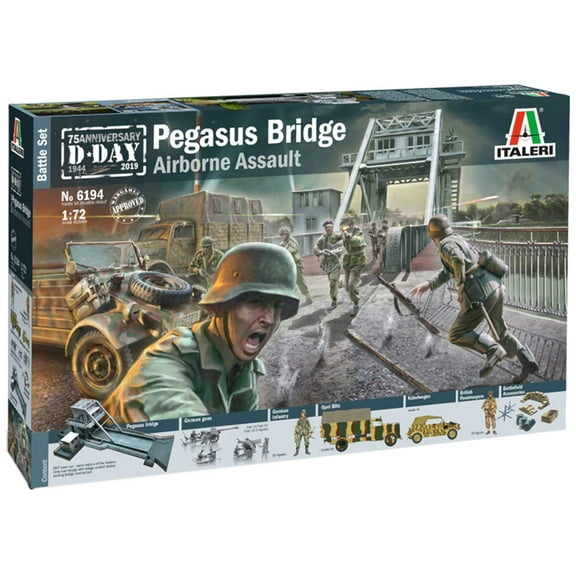 Italeri 6194  1:72 Battle Set Pegasus Bridge, Building, Stand Model Making, Crafts, Hobby, Gluing, Plastic Kit, Unvarnished