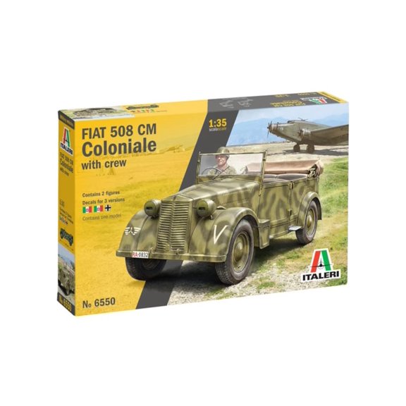 Italeri -6550 Fiat 508 CM Coloniale with Crew, 1:35 Scale, Model Kit, Plastic Model to Assemble, Modeling, Grey, IT6550
