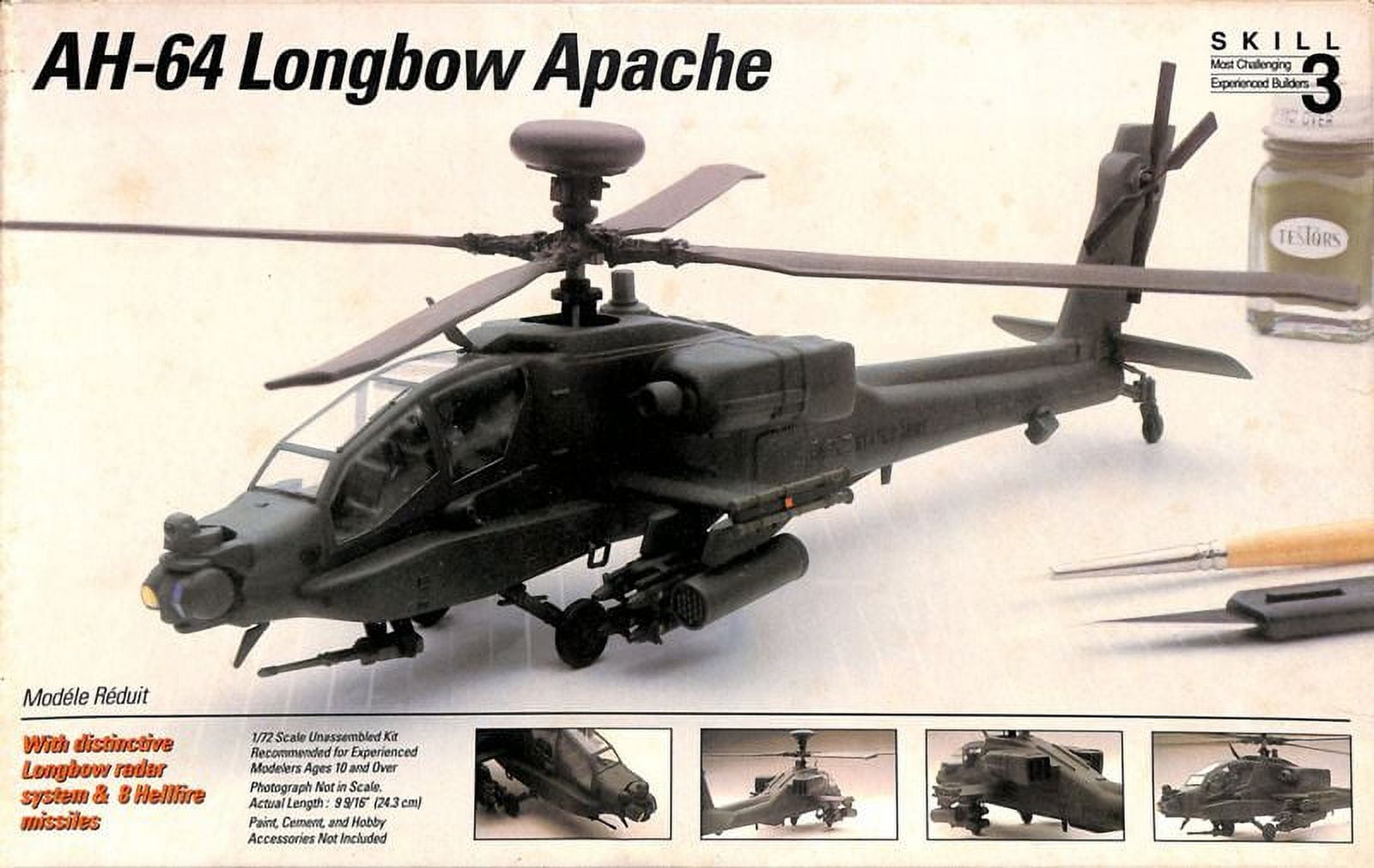 Italeri Testors 172 AH64 Longbow Apache Helicopter Plastic Model Kit