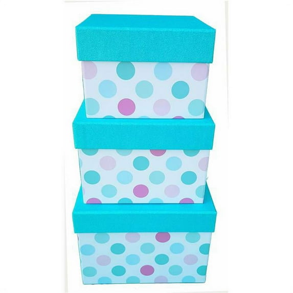Italia 1082 Gifts Boxes with Glitter Lid, Aqua - 3 Piece