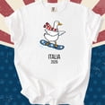 thumbnail image 1 of Italia 2026 Winter Sports Goose T-Shirt, Snowboarding Bird Graphic Design, Patriotic Winter Games Fan Apparel, Comfort Colors Unisex Cotton T-Shirt, Size S-3XL, 1 of 3