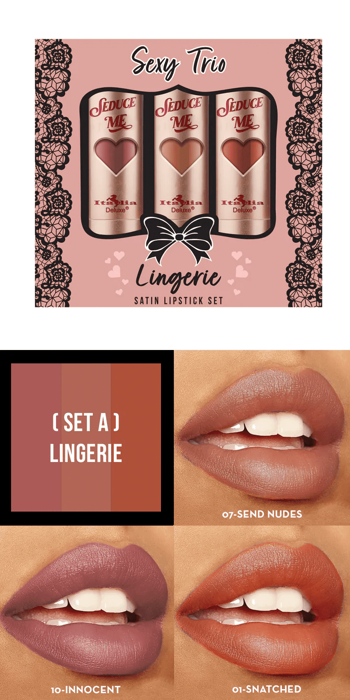 Italia Deluxe Seduce Me Satin Lipstick Sexy Trio (Set A - Lingerie) -  Walmart.com