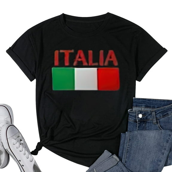 Italia Flag Women'S Short Sleeve Dark Short Sleeve T Shirt Black Medium