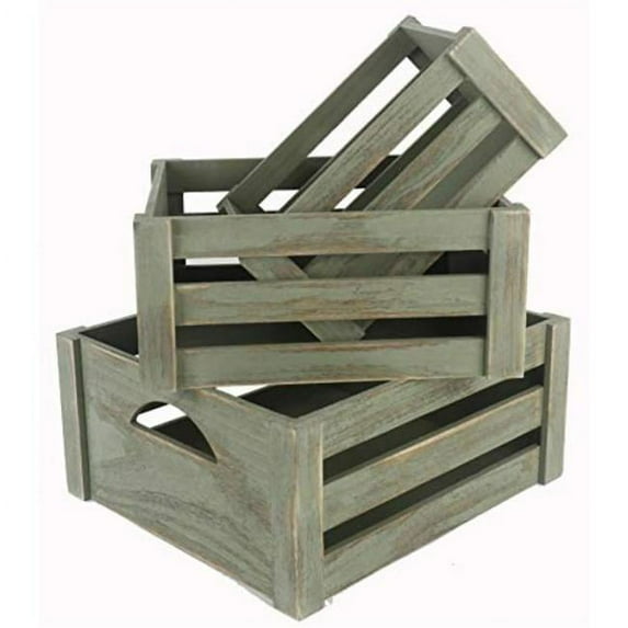 Italia Gifts & Frames 10074 14.4 in. Vintage Wood Crates, Natural - 3 Piece